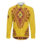 Personalized Afro Uganda Long Sleeve Button Shirt African Dashiki Style - African Pride