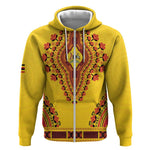 Personalized Afro Uganda Zip Hoodie African Dashiki Style - African Pride