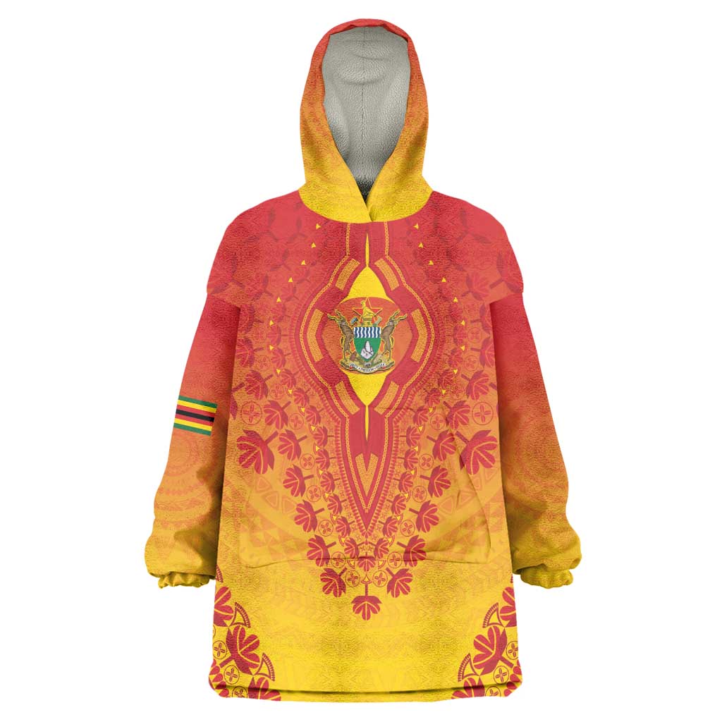 Personalized Afro Zimbabwe Kid Wearable Blanket Hoodie African Dashiki Style - African Pride