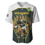 South Africa Rugby Personalised Baseball Jersey Springboks Mascot With King Protea - African Pattern
