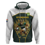South Africa Rugby Personalised Hoodie Springboks Mascot With King Protea - African Pattern