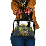 South Africa Rugby Personalised Shoulder Handbag Springboks Mascot With King Protea - African Pattern