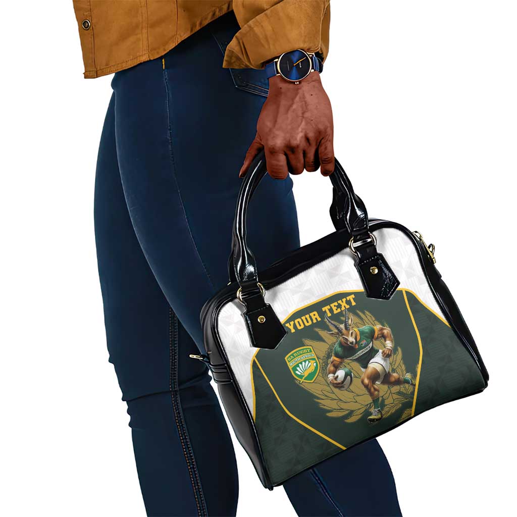 South Africa Rugby Personalised Shoulder Handbag Springboks Mascot With King Protea -  African Pattern