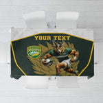 South Africa Rugby Personalised Tablecloth Springboks Mascot With King Protea - African Pattern