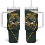 South Africa Rugby Personalised Tumbler With Handle Springboks Mascot With King Protea - African Pattern