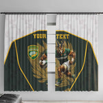 South Africa Rugby Personalised Window Curtain Springboks Mascot With King Protea - African Pattern