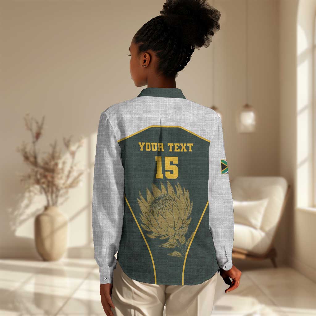 South Africa Rugby Personalised Women Casual Shirt Springboks Mascot With King Protea - African Pattern LT15