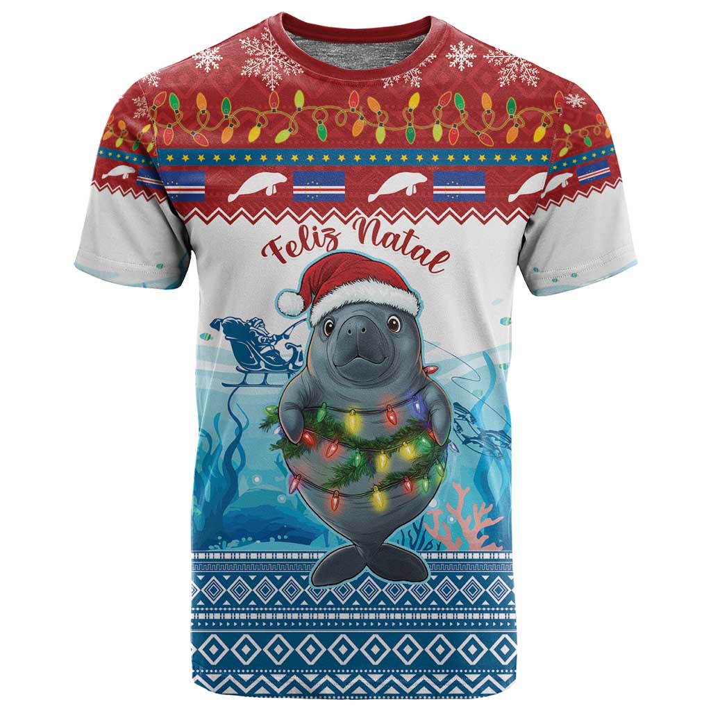 Personalised Cape Verde Christmas T shirt Manatee Feliz Natal