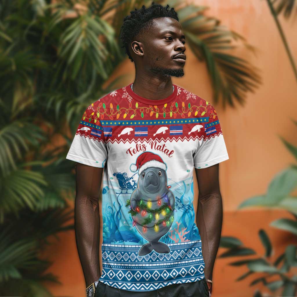 Personalised Cape Verde Christmas T shirt Manatee Feliz Natal