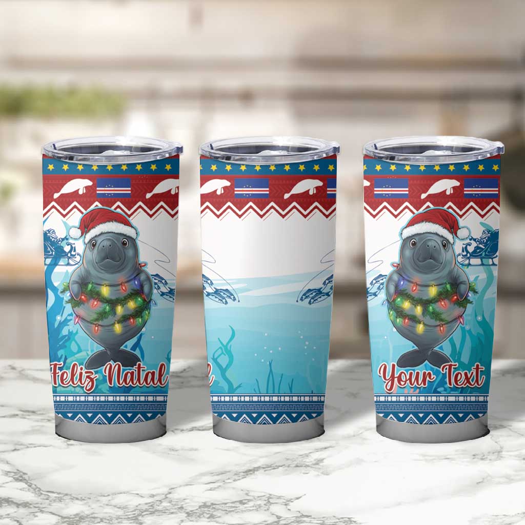 Personalised Cape Verde Christmas Tumbler Cup Manatee Feliz Natal
