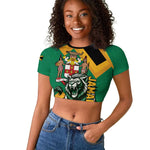 Jumieka Raglan Cropped T shirt Lion With Coat Of Arms