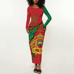 Personalised Morocco Long Sleeve Bodycon Dress Coat Of Arms - Islamic Mix African Patterns LT15