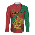 Personalised Morocco Long Sleeve Button Shirt Coat Of Arms - Islamic Mix African Patterns