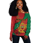 Personalised Morocco Off Shoulder Sweater Coat Of Arms - Islamic Mix African Patterns