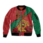 Personalised Morocco Sleeve Zip Bomber Jacket Coat Of Arms - Islamic Mix African Patterns