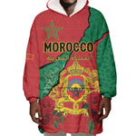 Personalised Morocco Wearable Blanket Hoodie Coat Of Arms - Islamic Mix African Patterns