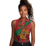 Personalised Morocco Women Sleeveless Polo Shirt Coat Of Arms - Islamic Mix African Patterns