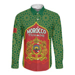 Personalized Morocco Fete du Trone Long Sleeve Button Shirt King Lion