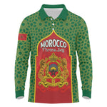 Personalized Morocco Fete du Trone Long Sleeve Polo Shirt King Lion