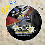 Eswatini Somhlolo Day Beach Blanket Coat Of Arms With Map - African Pride