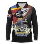 Personalized Eswatini Somhlolo Day Long Sleeve Polo Shirt Coat Of Arms With Map - African Pride