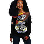 Personalized Eswatini Somhlolo Day Off Shoulder Sweater Coat Of Arms With Map - African Pride