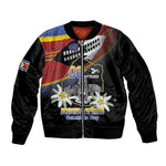 Personalized Eswatini Somhlolo Day Sleeve Zip Bomber Jacket Coat Of Arms With Map - African Pride