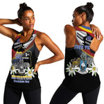 Personalized Eswatini Somhlolo Day Women Racerback Tank Coat Of Arms With Map - African Pride