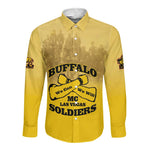 Personalized Buffalo Soldier Long Sleeve Button Shirt African American Heroes - Yellow - African Pride