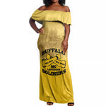 Personalized Buffalo Soldier Off Shoulder Maxi Dress African American Heroes - Yellow - African Pride