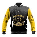 Personalized Buffalo Soldier Baseball Jacket African American Heroes - Black - African Pride