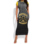 Personalized Buffalo Soldier Short Sleeve Bodycon Dress African American Heroes - Black - African Pride