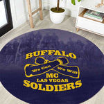 Buffalo Soldier Round Carpet African American Heroes - Navy Blue - African Pride