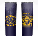 Personalized Buffalo Soldier Skinny Tumbler African American Heroes - Navy Blue - African Pride