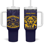 Personalized Buffalo Soldier Tumbler With Handle African American Heroes - Navy Blue - African Pride