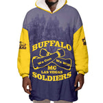Personalized Buffalo Soldier Wearable Blanket Hoodie African American Heroes - Navy Blue - African Pride