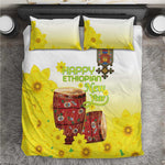 Melkam Enkutatash Ethiopian Bedding Set Kebero Drum With Adey Abeba Flower - African Pride