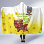 Melkam Enkutatash Ethiopian Hooded Blanket Kebero Drum With Adey Abeba Flower - African Pride