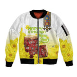 Melkam Enkutatash Ethiopian Sleeve Zip Bomber Jacket Kebero Drum With Adey Abeba Flower - African Pride