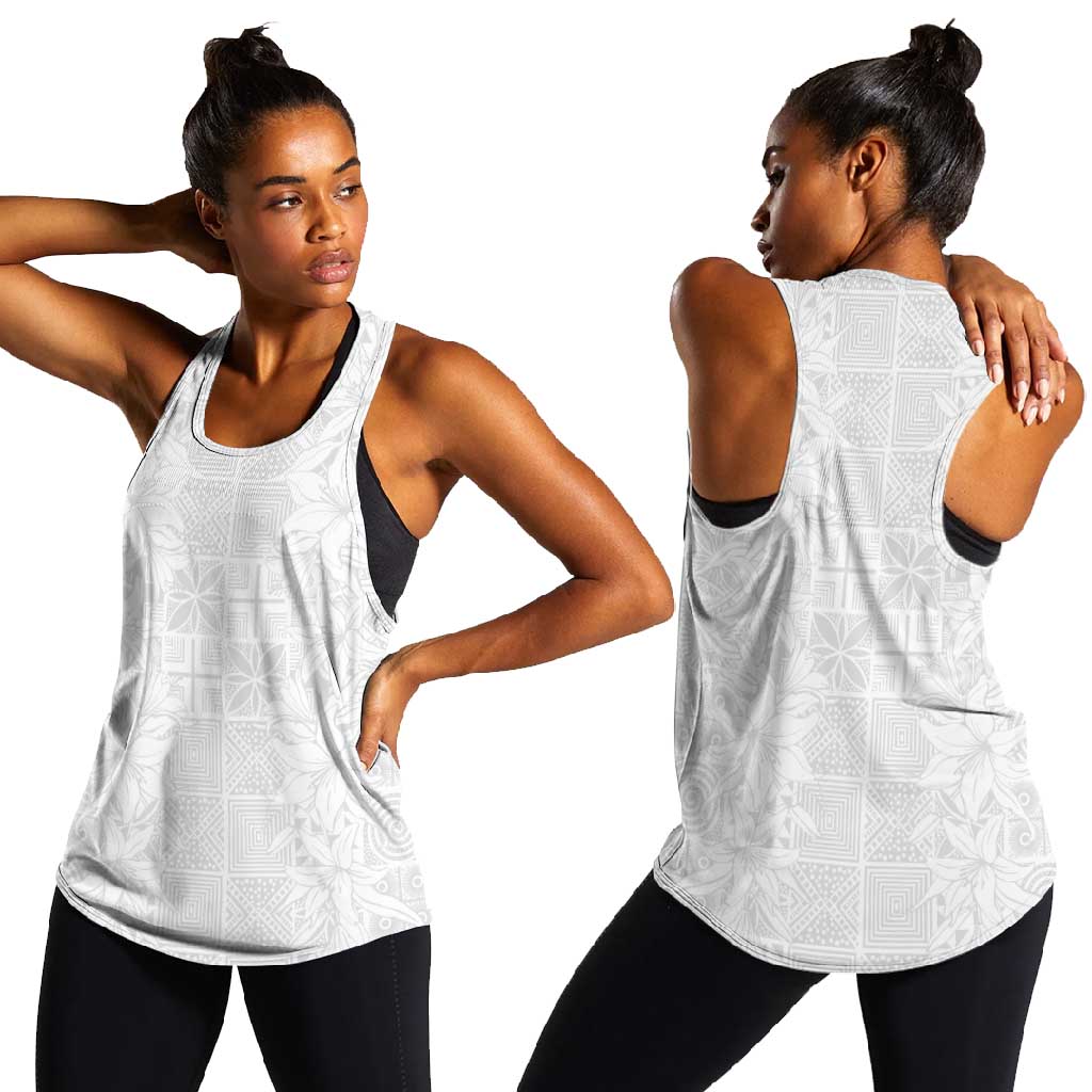 Nigeria Yoruba Osun-Osogbo Festival Women Racerback Tank White Lily Lei - African Pride