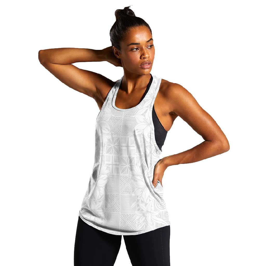 Nigeria Yoruba Osun-Osogbo Festival Women Racerback Tank White Lily Lei - African Pride