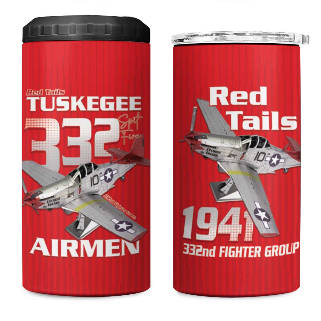 Tuskegee Red Tails Airmen 4 in 1 Can Cooler Tumbler 332nd Fighter Group - Red - African Pride