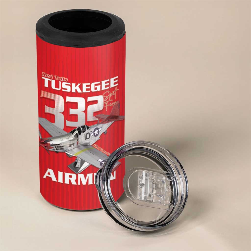 Tuskegee Red Tails Airmen 4 in 1 Can Cooler Tumbler 332nd Fighter Group - Red - African Pride