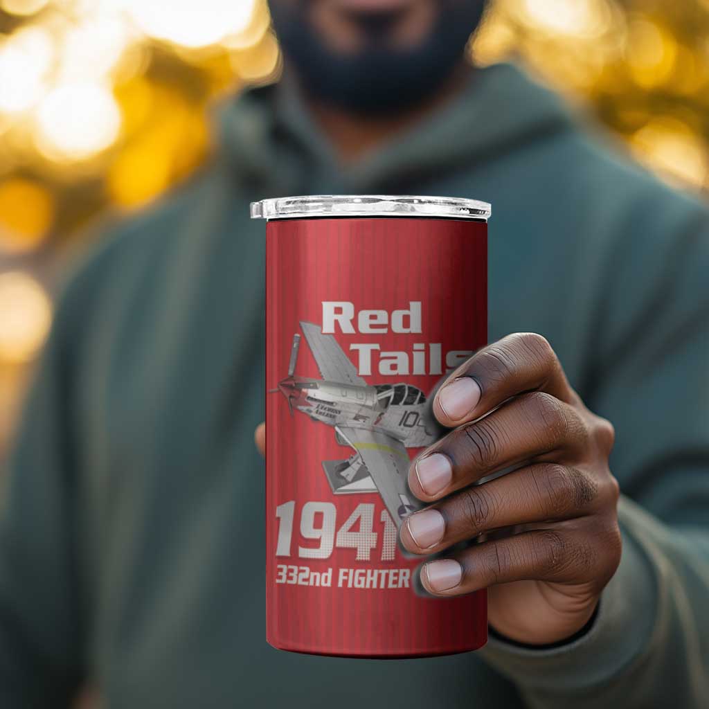 Tuskegee Red Tails Airmen 4 in 1 Can Cooler Tumbler 332nd Fighter Group - Red - African Pride