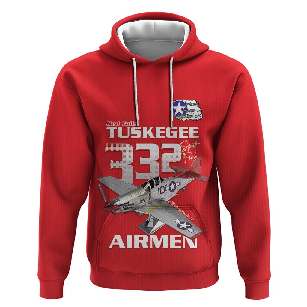 Tuskegee Red Tails Airmen Hoodie 332nd Fighter Group - Red - African Pride