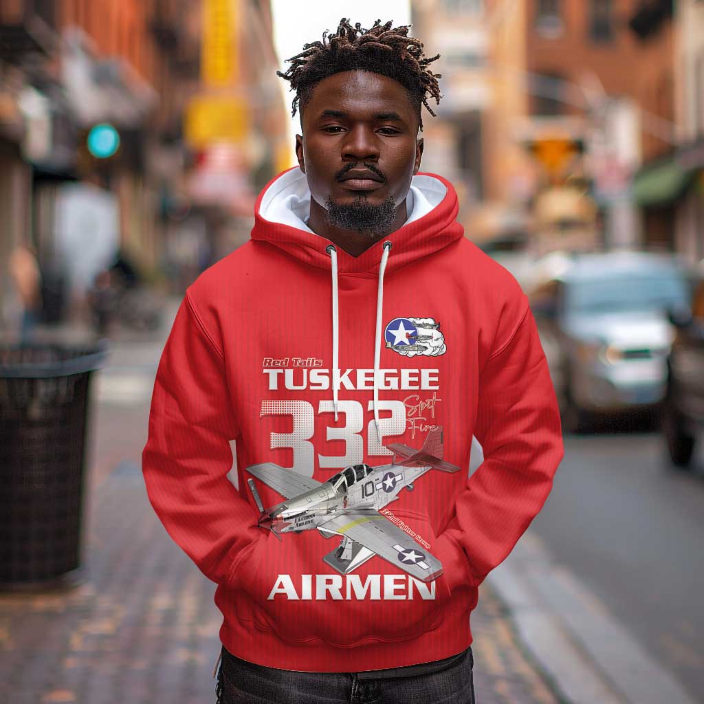 Tuskegee Red Tails Airmen Hoodie 332nd Fighter Group - Red - African Pride