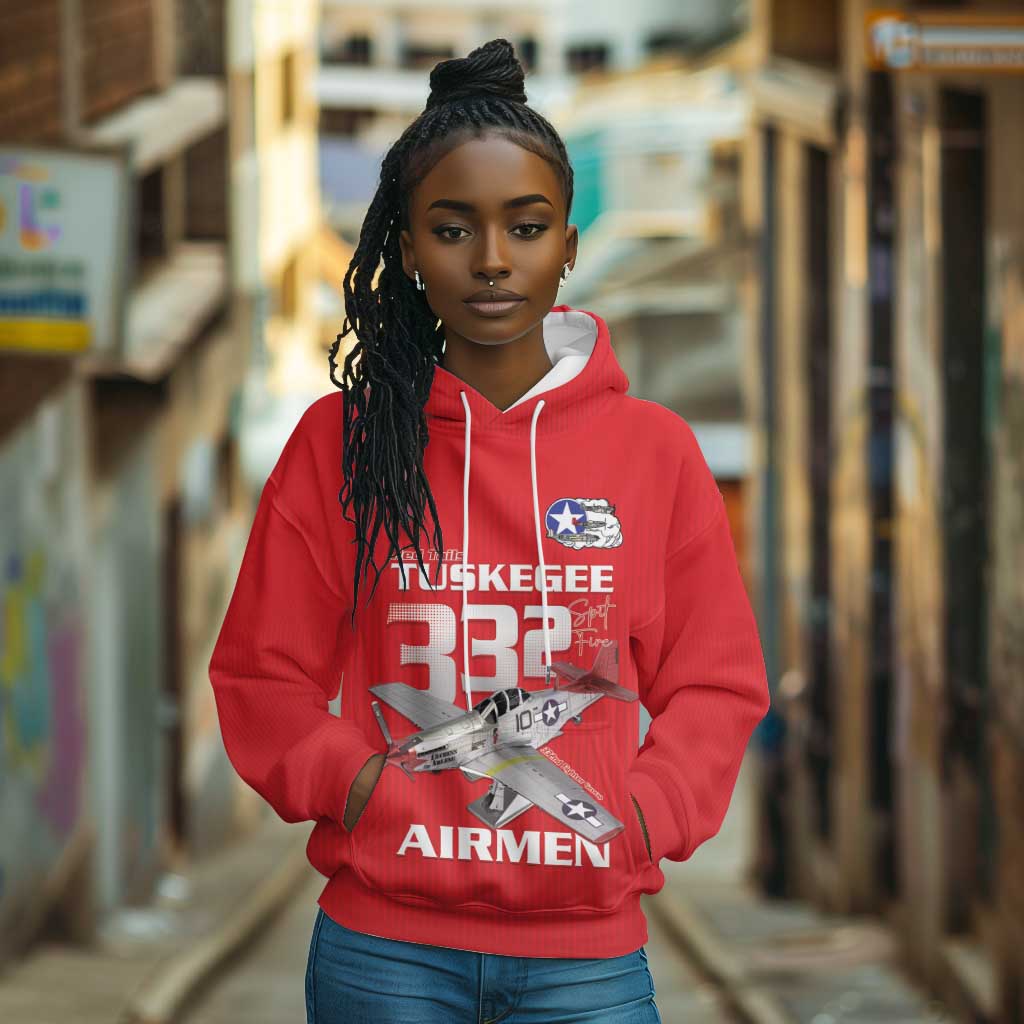 Tuskegee Red Tails Airmen Hoodie 332nd Fighter Group - Red - African Pride
