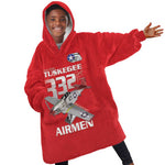 Tuskegee Red Tails Airmen Kid Wearable Blanket Hoodie 332nd Fighter Group - Red - African Pride