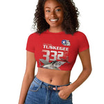 Tuskegee Red Tails Airmen Raglan Cropped T shirt 332nd Fighter Group - Red - African Pride