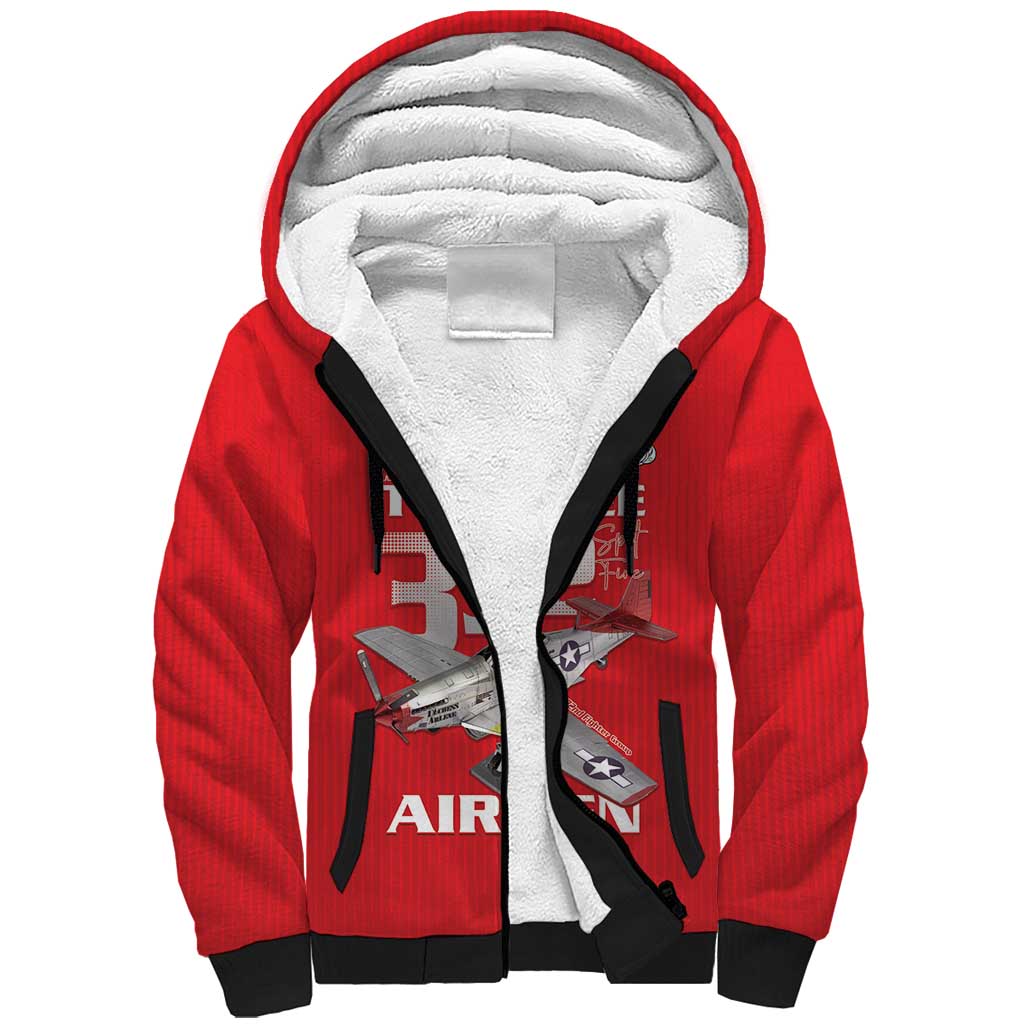 Tuskegee Red Tails Airmen Sherpa Hoodie 332nd Fighter Group - Red - African Pride